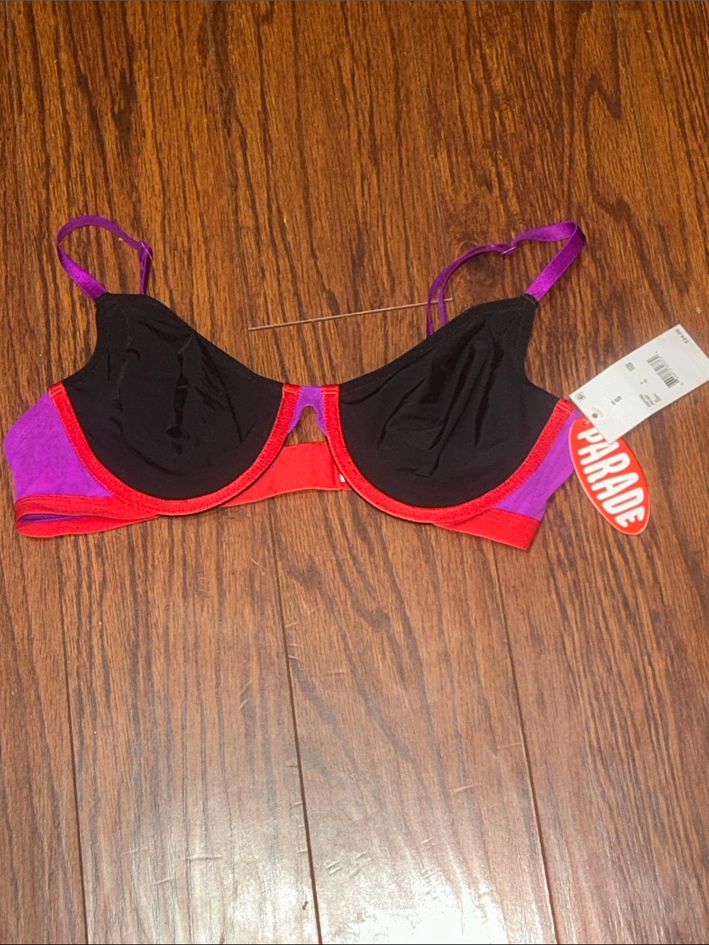 Parade Color-Block Underwire Bra in Black, Red & Purple